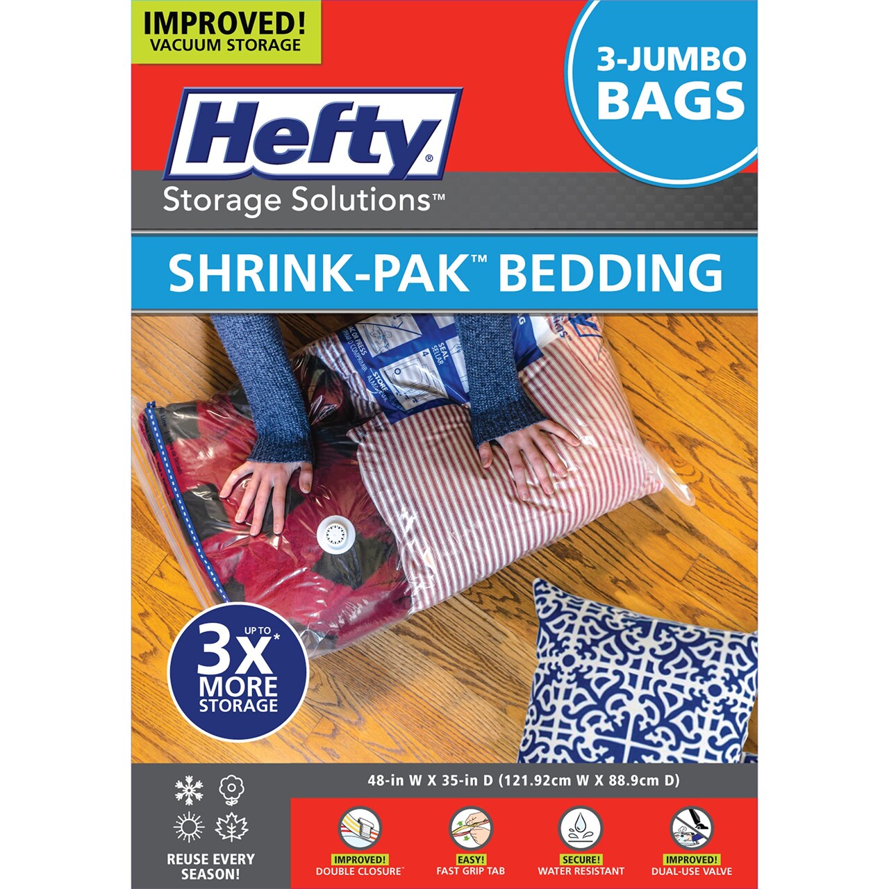 Hefty Shrink Pak 3 Jumbo Vacuum Storage Bags for Under Bed